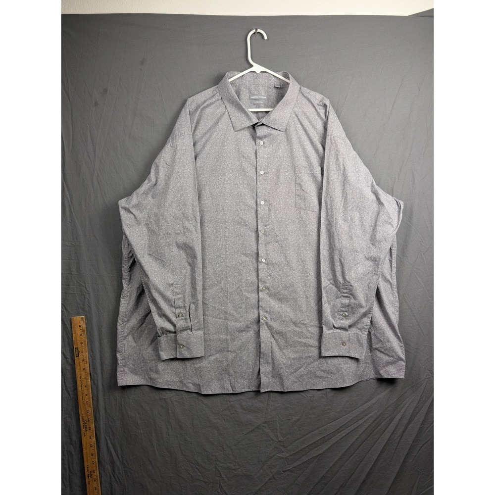 Geoffrey Beene Mens Tall Fit Wrinkle Free Dress Shirt Gray Floral 22 37/38